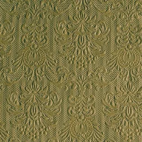 Elegance Olive Green dombornyomott papírszalvéta 33x33cm,15db-os, AMB.13311114