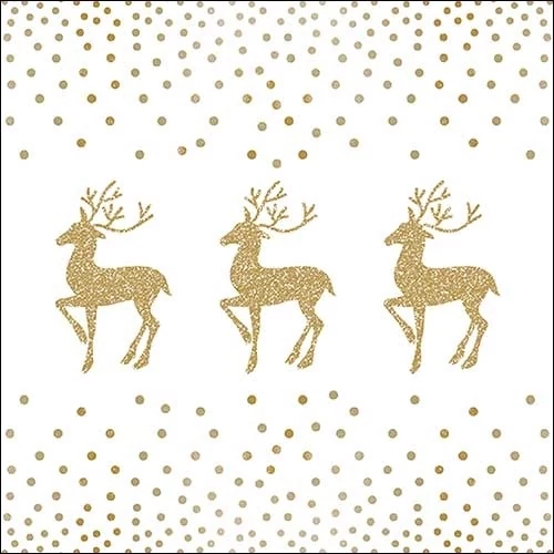 Deer And Dots White/Gold papírszalvéta 33x33cm,20db-os, AMB.33311082