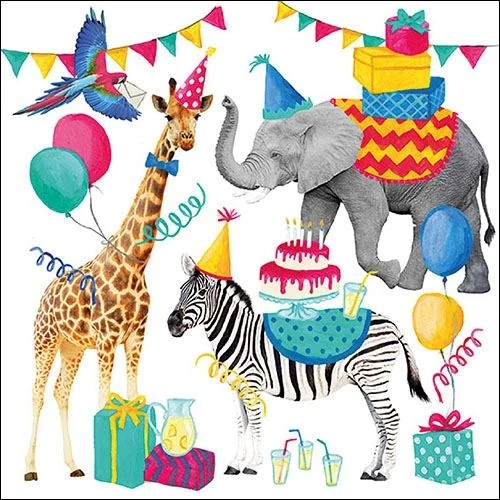 Animal Birthday White papírszalvéta 33x33cm,20db-os, AMB.13314311
