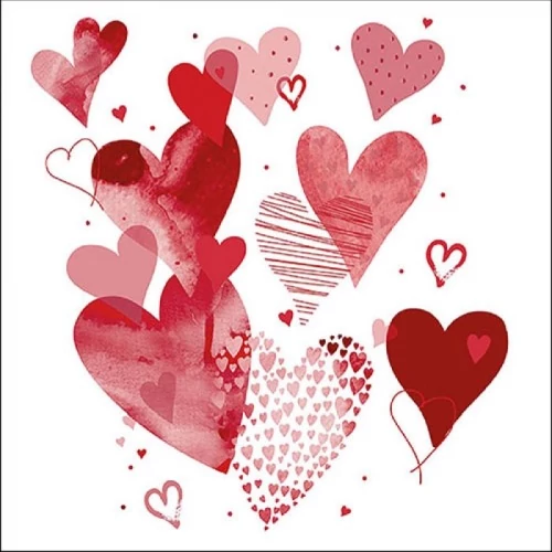 With Love Red papírszalvéta 33x33cm, 20db-os, AMB.13314881