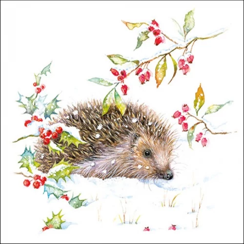 Hedgehog In Winter papírszalvéta 33x33cm, 20db-os, AMB.33316595