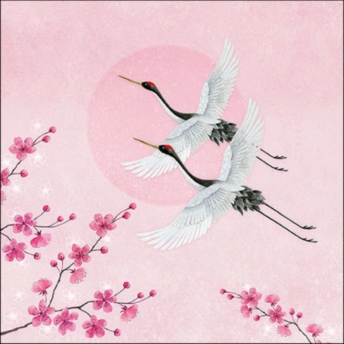 Cranes Rose papírszalvéta 33x33cm, 20db-os, AMB.13317320