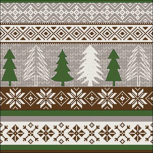 Knitted Trees Green papírszalvéta 33x33cm, 20db-os, AMB.33316531