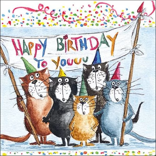 Cats Birthday papírszalvéta 33x33cm, 20db-os, AMB.13317135