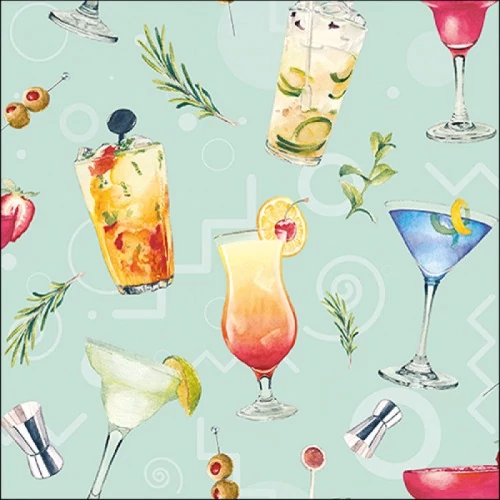 Cocktail Party Aqua papírszalvéta 33x33cm, 20db-os, AMB.13317225