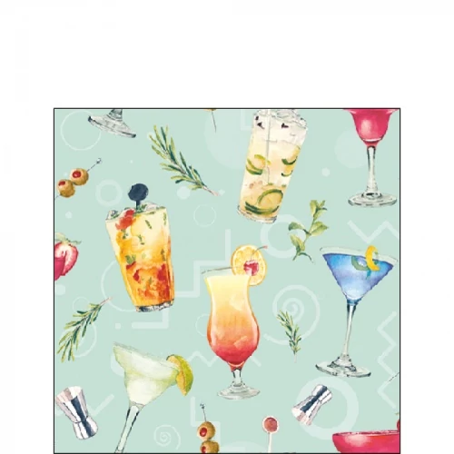 Cocktail Party Aqua papírszalvéta 25x25cm,20db-os, AMB.12517225
