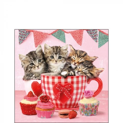 Cats In Tea Cups papírszalvéta 25x25cm,20db-os, AMB.12517535