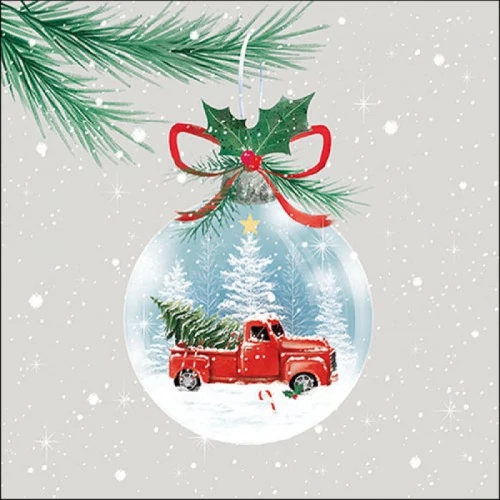 Truck in bauble papírszalvéta 33x33cm, 20db-os , AMB.33317920