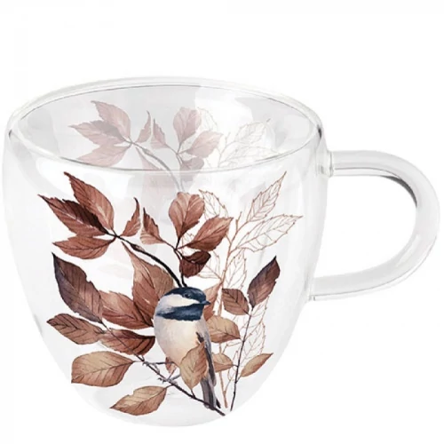 Lovely chickadee black duplafalú borosilicate üvegcsésze 0,25L, AMB.14417790