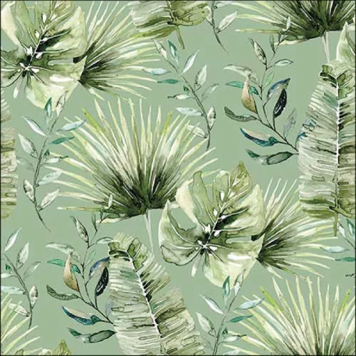 Jungle leaves green papírszalvéta 33x33cm, 20db-os, AMB.13318217