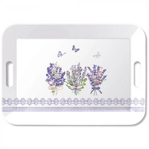 Lovely lavender white műanyag nagytálca 33x47cm, AMB.13919735