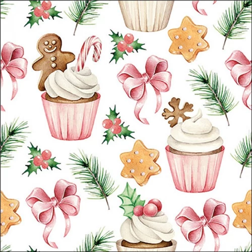 Christmas sweets pink  papírszalvéta 33x33cm,20db-os, AMB.33319965