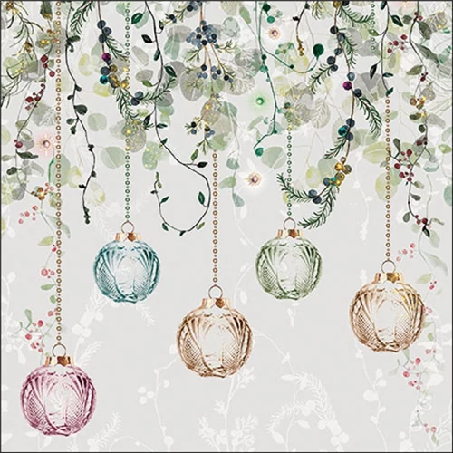 Floral Christmas grey papírszalvéta 33x33cm, 20db-os, AMB.33319995