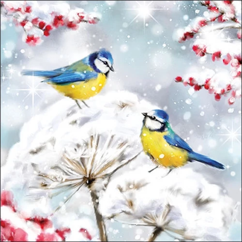Birds in the snow papírszalvéta 33x33cm, 20db-os, AMB.33320005