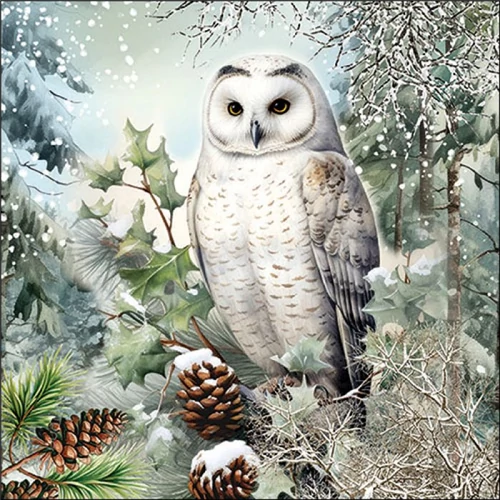 Snowy owl papírszalvéta 33x33cm, 20db-os, AMB.33320010