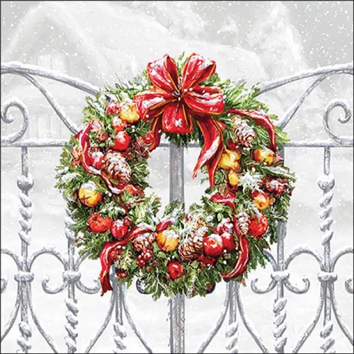 Wreath on fence papírszalvéta 33x33cm, 20db-os, AMB.33320030