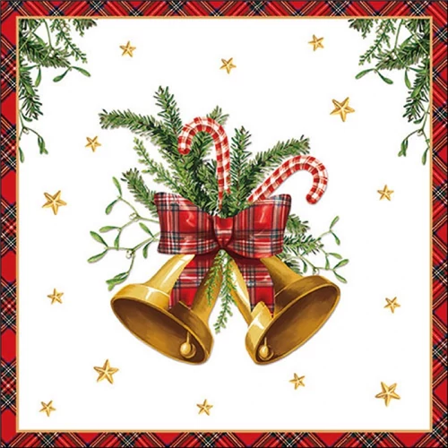 Scottish bells white papírszalvéta 33x33cm, 20db-os, AMB.33320035