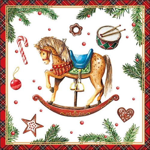 Classic rocking horse white papírszalvéta 33x33cm, 20db-os, AMB.33320040