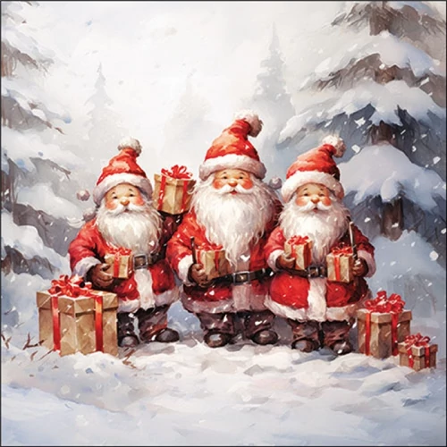 Santa triplets papírszalvéta 33x33cm, 20db-os, AMB.33320050