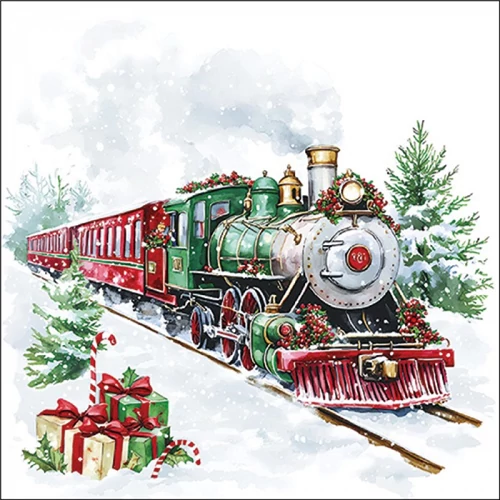 Christmas train papírszalvéta 33x33cm, 20db-os, AMB.33320065