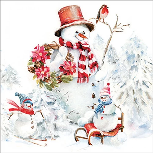 Sporty snowmen papírszalvéta 33x33cm, 20db-os, AMB.33320095