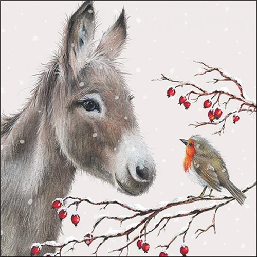 Donkey and robin papírszalvéta 33x33cm, 20db-os, AMB.33320100