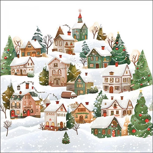 Winter village papírszalvéta 33x33cm, 20db-os, AMB.33320145
