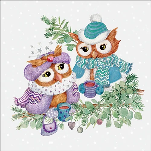Winter owls papírszalvéta 33x33cm, 20db-os, AMB.33320195