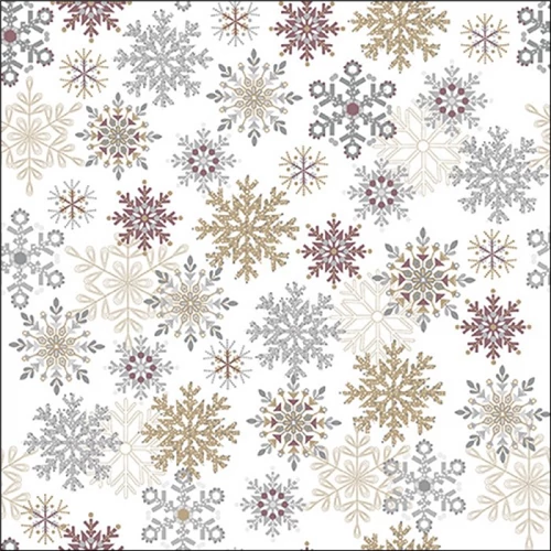 Snowflakes all over white papírszalvéta 33x33cm, 20db-os, AMB.33320225