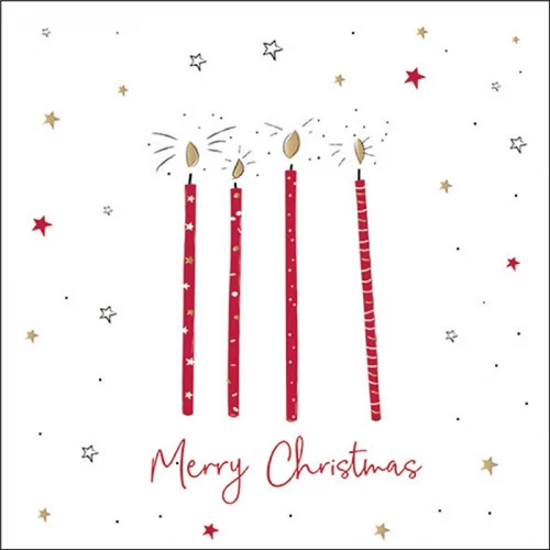X-mas candles red papírszalvéta 33x33cm, 20db-os, AMB.33320027