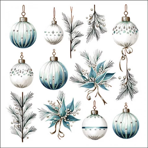 Hanging decorations silver papírszalvéta 33x33cm, 20db-os, AMB.33319987