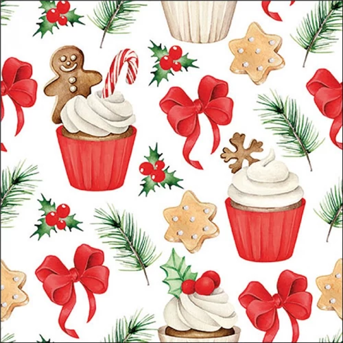 Christmas sweets red  papírszalvéta 33x33cm,20db-os, AMB.33319966
