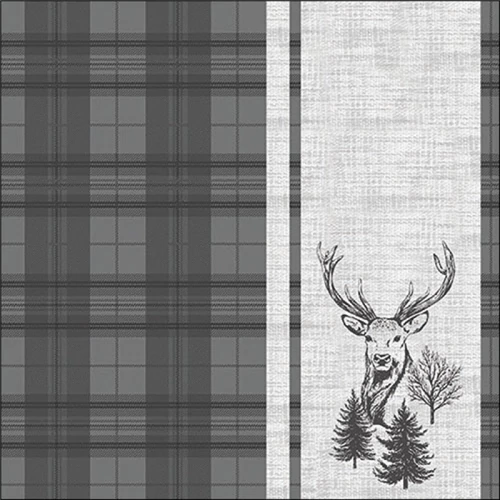 Deer plaid grey papírszalvéta 33x33cm, 20db-os, AMB.13320242
