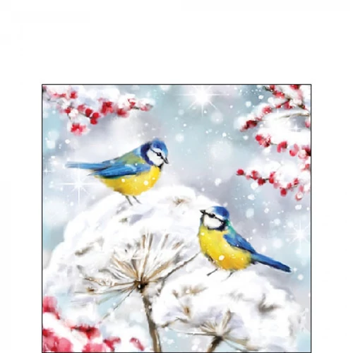 Birds in the snow papírszalvéta 25x25cm, 20db-os, AMB.32520005