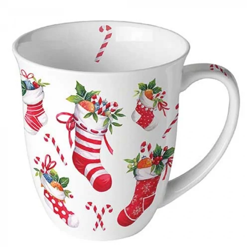 X-mas stockings white porcelánbögre 0,4l, AMB.38420200
