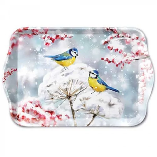 Birds in the snow műanyag kistálca 13x21cm, AMB.33720005