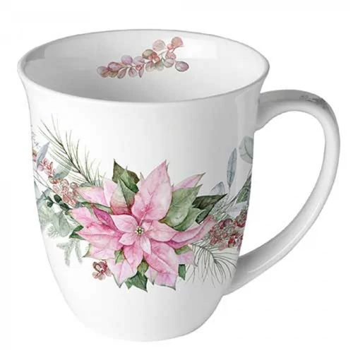 Pink poinsettia porcelánbögre 0,4l, AMB.38420285