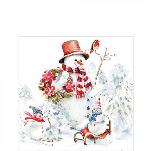 Sporty snowmen papírszalvéta 25x25cm, 20db-os, AMB.32520095