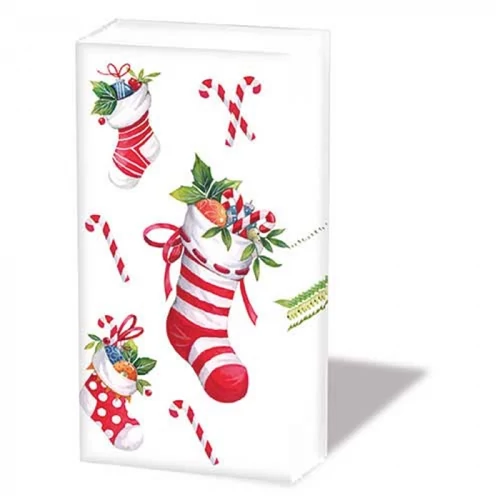 X-mas stockings white  papírzsebkendő 10db-os, AMB.32220200