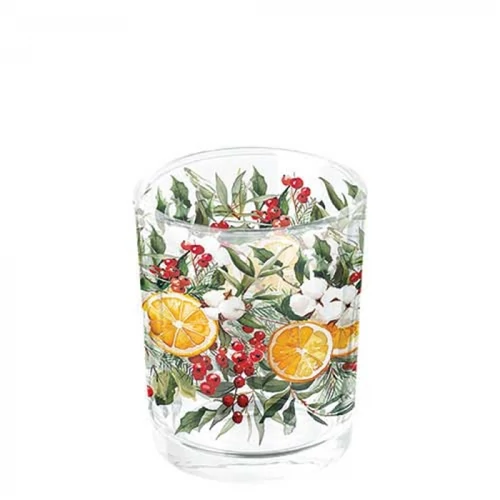 Winter Oranges üveg mécsestartó 5,5x6cm, AMB.37319935