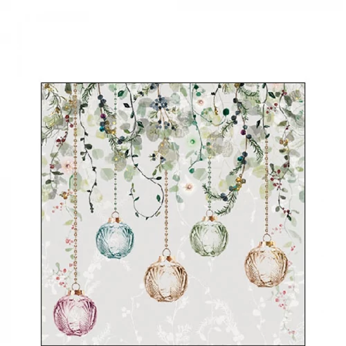 Floral Christmas grey papírszalvéta 25x25cm, 20db-os, AMB.32519995