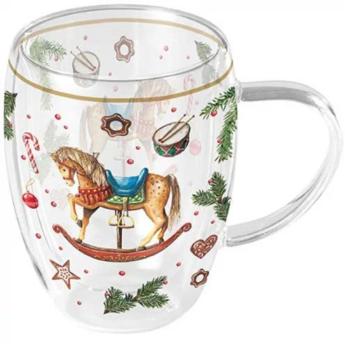 Classic rocking horse white duplafalú borosilicate üvegcsésze 0,35l, AMB.34220040