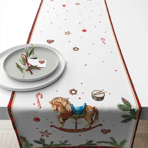 Classic rocking horse white asztali futó 40x150cm, 100% pamut, AMB.36620040