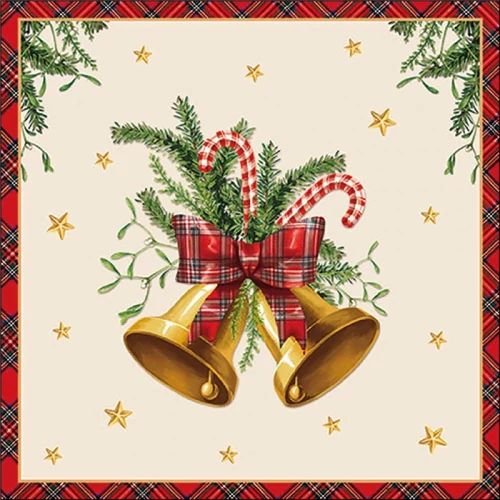 Scottish bells cream papírszalvéta 33x33cm, 20db-os, AMB.33320038