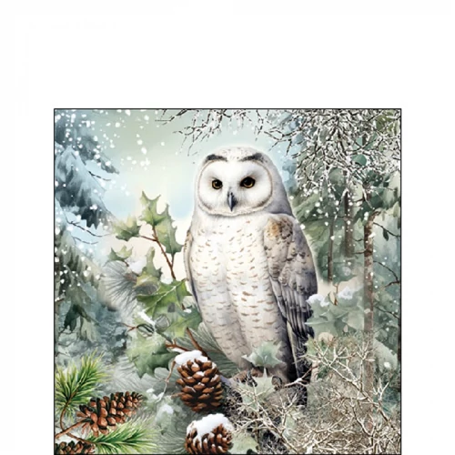 Snowy owl papírszalvéta 25x25cm, 20db-os, AMB.32520010