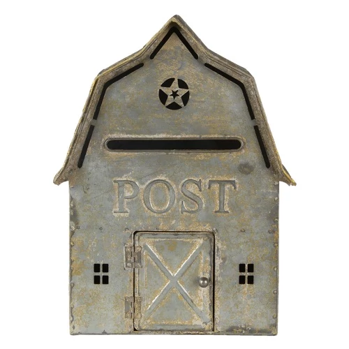 Antikolt fém postaláda házikó, 26x11x35cm, CLEEF.6Y4247