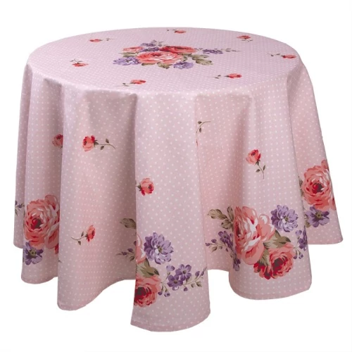 Asztalterítő 170cm, 100% pamut, Dotty Rose, CLEEF.DTR07
