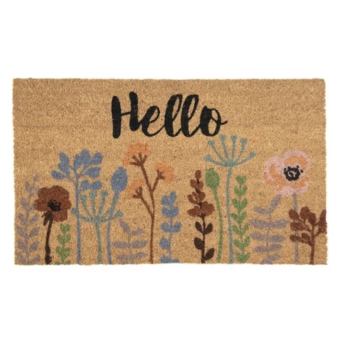 Lábtörlő virágos,kókusz-PVC 75x45x1cm,Hello, CLEEF.FOBMC