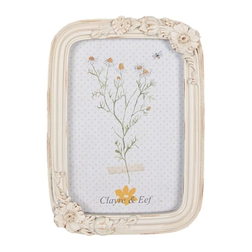 Antik bézs képkeret virágos 14x19/10x15cm, műanyag, CLEEF.2F1079