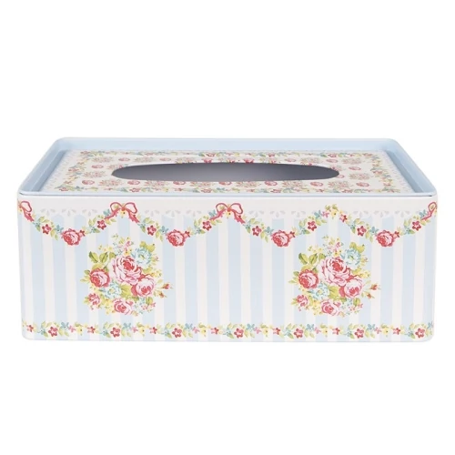 Rózsás papírzsebkendő tartó fémdoboz 25x13x10cm, CLEEF.6BL0119